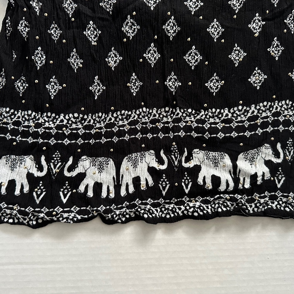 INC International Concepts black and white elephant blouse - Picture 3 of 6